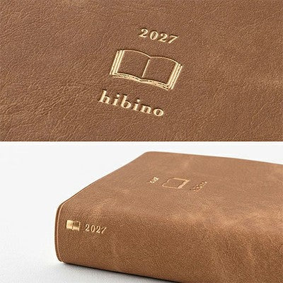 MIDORI hibino 2027 A6 Diary Camel 1 Day 2 Pages 768 Pages Planner
