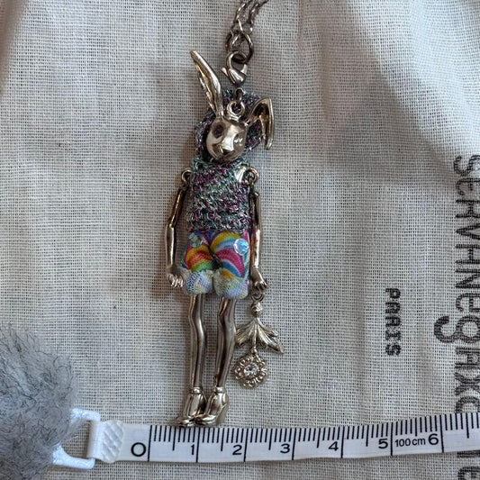 Servane Gaxotte Rabbit Doll Pendant Necklace Tag Card Pouch