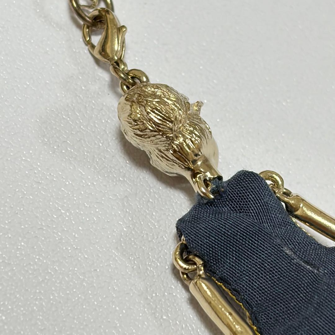 Servane Gaxotte Doll Pendant Necklace Blue Flower Dress Leaf Charm