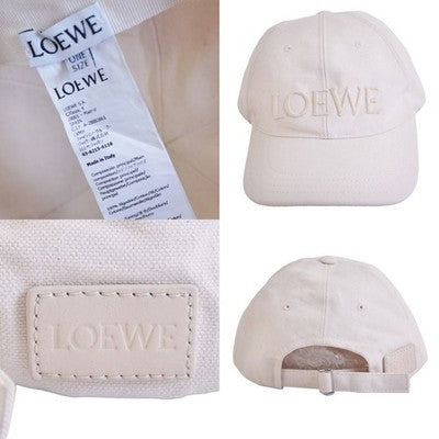 LOEWE Off White Canvas Logo Baseball Cap One Size Italy