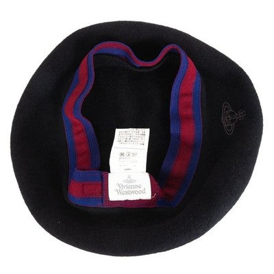 Vivienne Westwood Black Wool Orb Embroidered Beret M-S