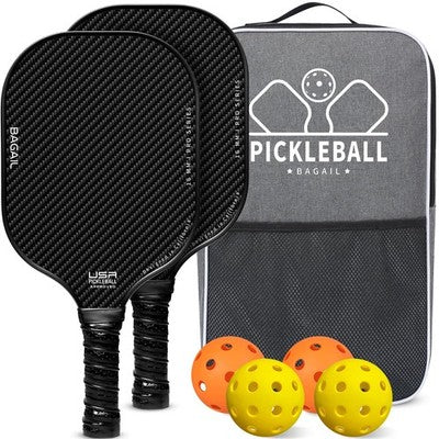 BAGAIL Pickleball Paddle Set 4 With Bag Balls White Orange