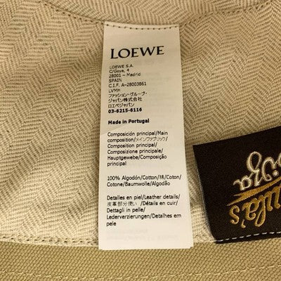 LOEWE Paulas Ibiza Beige Bucket Hat Leather Logo Patch 57
