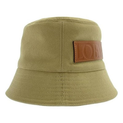 LOEWE Paulas Ibiza Beige Bucket Hat Leather Logo Patch 57