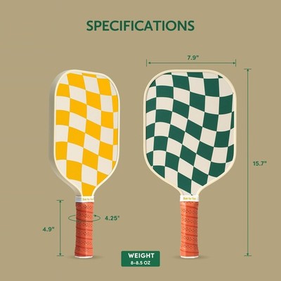 Dinkly Pickleball Paddle Set 2 Wave Check Bag 4 Balls Green