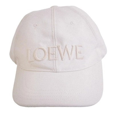 LOEWE Off White Canvas Logo Baseball Cap One Size Italy