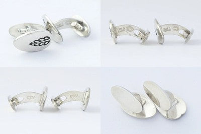 Georg Jensen Sterling Silver Leaf Motif Cufflinks 28405YR Denmark Vintage