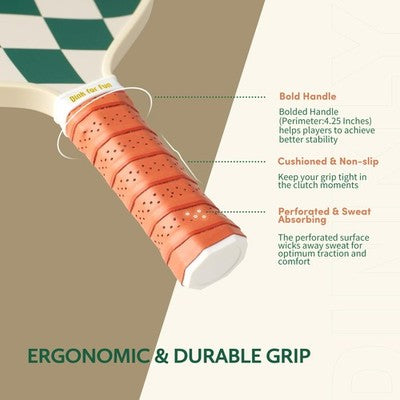Dinkly Pickleball Paddle Set 2 Wave Check Bag 4 Balls Green