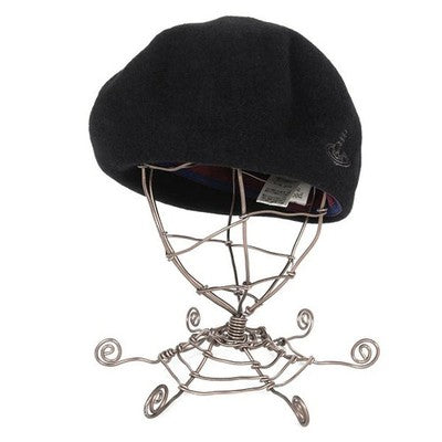 Vivienne Westwood Black Wool Orb Embroidered Beret M-S