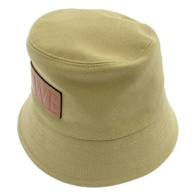 LOEWE Paulas Ibiza Beige Bucket Hat Leather Logo Patch 57