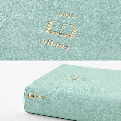 MIDORI hibino 2027 A6 Diary Blue Green 1 Day 2 Pages Planner