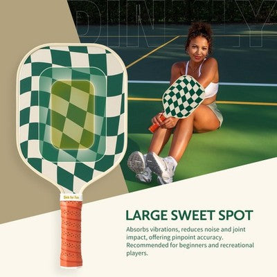 Dinkly Pickleball Paddle Set 2 Wave Check Bag 4 Balls Green