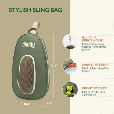 Dinkly Pickleball Paddle Set 2 Wave Check Bag 4 Balls Green
