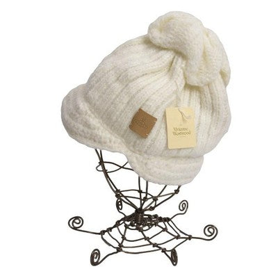 Vivienne Westwood Off White Alpaca Blend Knit Cap Orb Patch