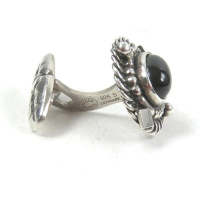 Georg Jensen SV925 Sterling Silver Onyx Cufflinks Model 19B Mens