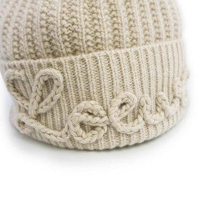 LOEWE KSA9OT7X01 Beige Wool Logo Beanie Spain