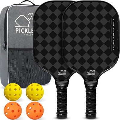 BAGAIL Pickleball Paddle Set 2 With Bag 4 Balls Orange Black