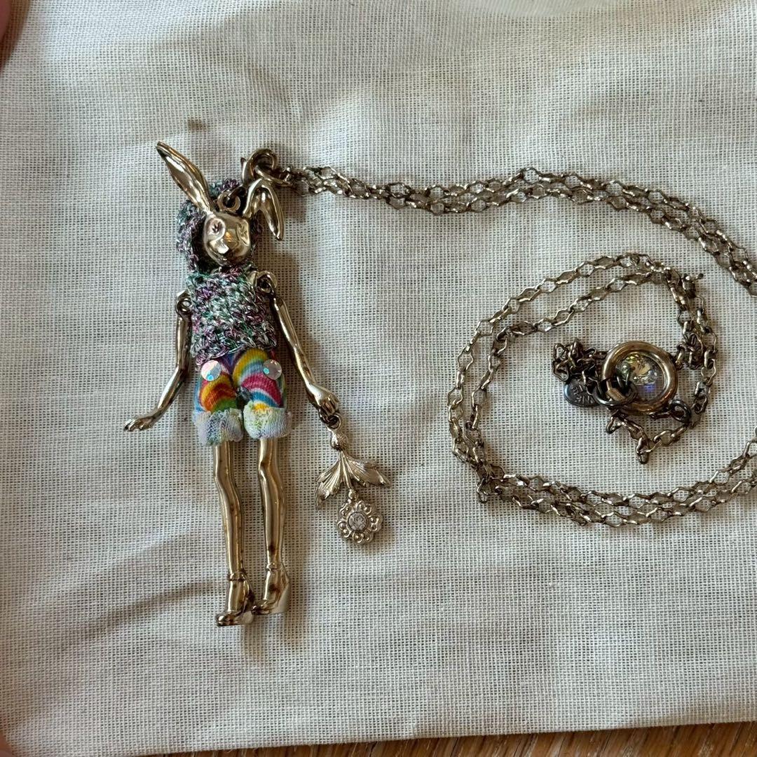 Servane Gaxotte Rabbit Doll Pendant Necklace Tag Card Pouch