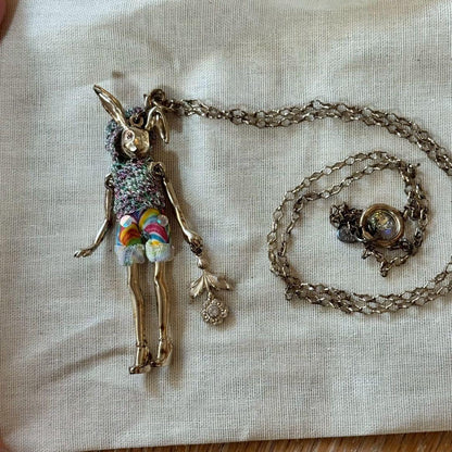 Servane Gaxotte Rabbit Doll Pendant Necklace Tag Card Pouch
