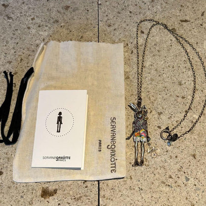 Servane Gaxotte Rabbit Doll Pendant Necklace Tag Card Pouch