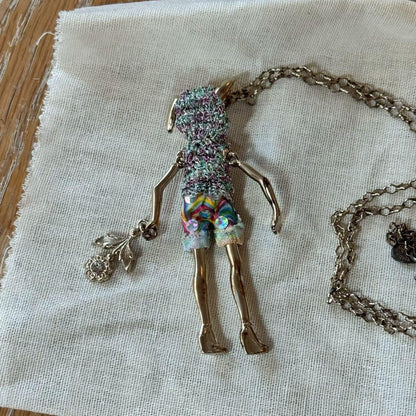 Servane Gaxotte Rabbit Doll Pendant Necklace Tag Card Pouch