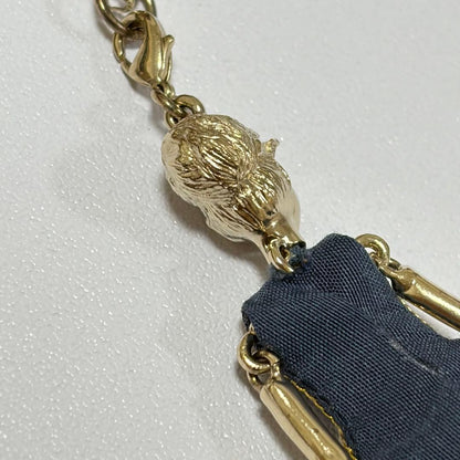 Servane Gaxotte Doll Pendant Necklace Blue Flower Dress Leaf Charm