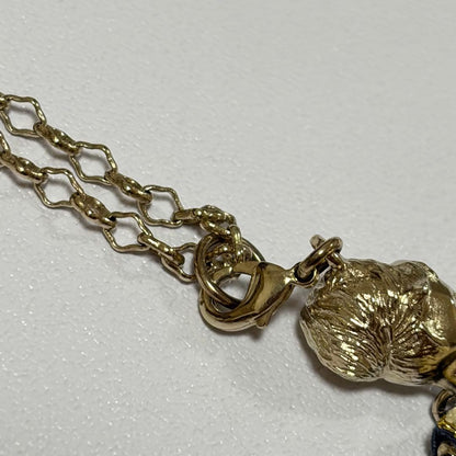 Servane Gaxotte Doll Pendant Necklace Blue Flower Dress Leaf Charm